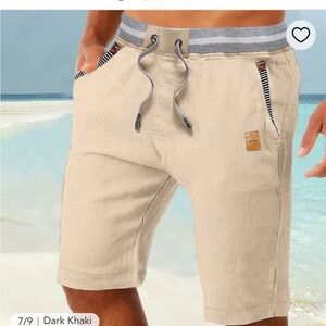 FASHION STYLE NEW LIGHT in the  BOX Cream  linen Casual Shorts with Drawstring